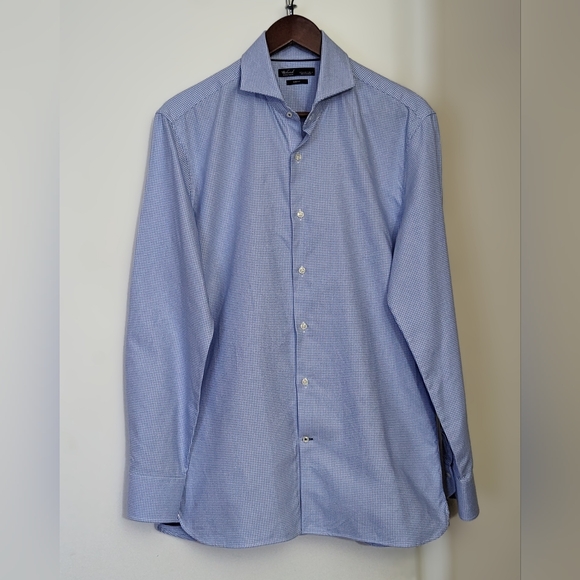 MANGO MAN Men's Stripes Light Blue Tailored French Cuffs Dress Shirt Size S NWOT - Picture 1 of 7